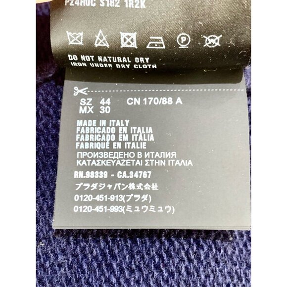 Prada Banana Inset Striped Crew Neck Long Sleeve Knit Sweater Yellow/Navy - Picture 5 of 6